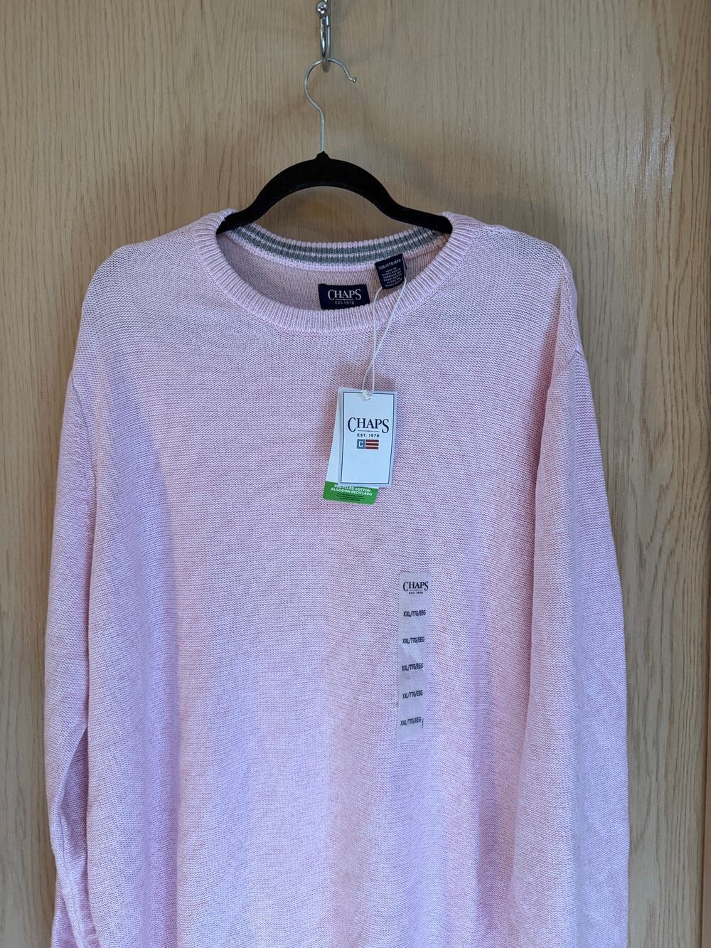 Chaps Candy Pink Crewneck Sweater 2XL NWT Recycled Cotton